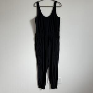 Athleta Black Unbound Jumpsuit M Off-Duty Athlete Effortless Stealth Wealth